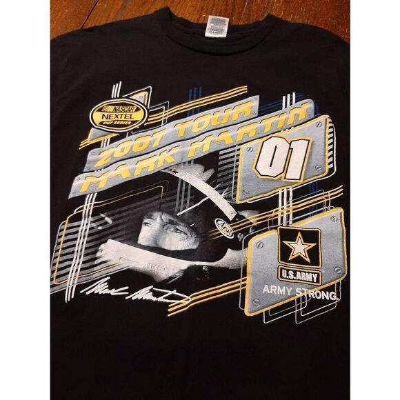 Large Mark Martin Nascar Nextel Cup US Navy Car Ginn Racing 2007 Tour Tee TShirt - Picture 2 of 4